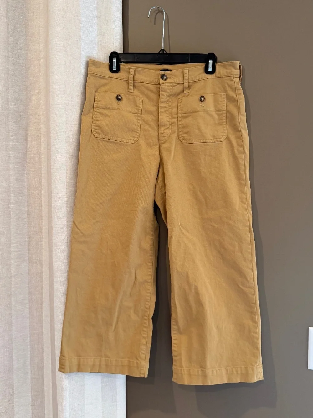 J. Crew Women's Sailor Slim Wide- Leg Cropped Chino Pant Muted Gold, Size 30 P